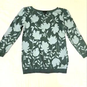 Ann Taylor Factory Green Floral Sweater